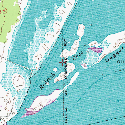 Topographic Map of Redfish Cove, TX