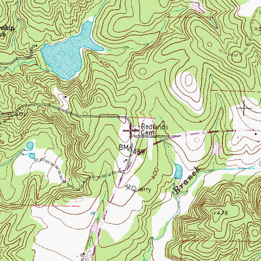 Topographic Map of Redlands Cemetery, TX