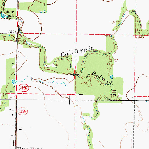 Topographic Map of Redmud Creek, TX