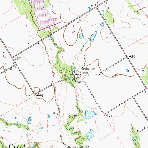 Topographic Map of Redwine Cemetery, TX