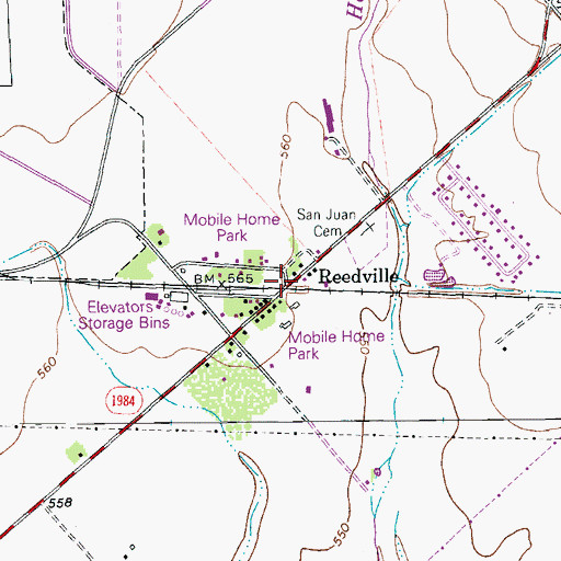 Topographic Map of Reedville, TX