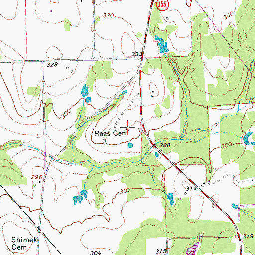 Topographic Map of Rees Cemetery, TX
