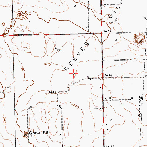 Topographic Map of Reeves Oil Field, TX