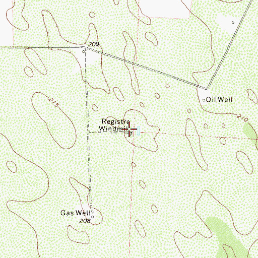 Topographic Map of Registre Windmill, TX