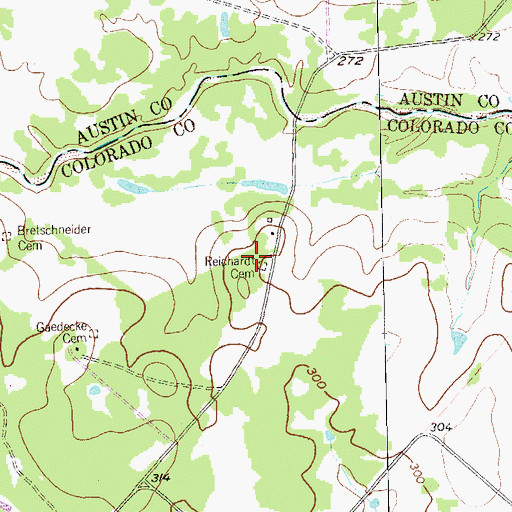 Topographic Map of Reichardt Cemetery, TX