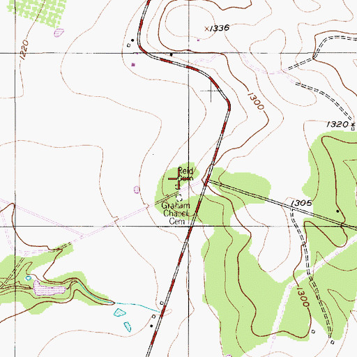 Topographic Map of Reid Cemetery, TX