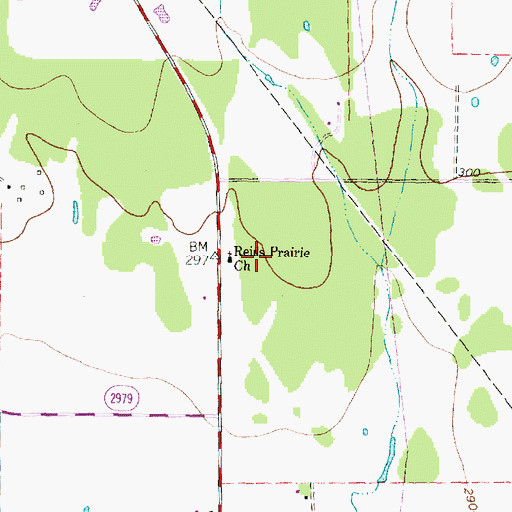 Topographic Map of Reids Prairie Church, TX