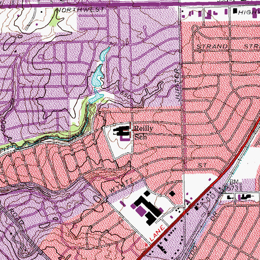 Topographic Map of Reilly School, TX