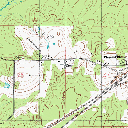 Topographic Map of Bryars McGill Cemetery, AL