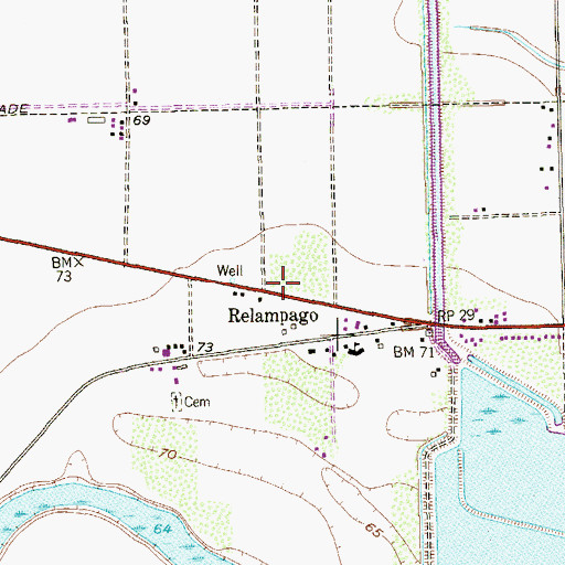 Topographic Map of Relampago, TX
