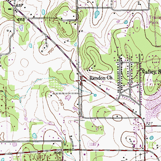 Topographic Map of Rendon Church, TX