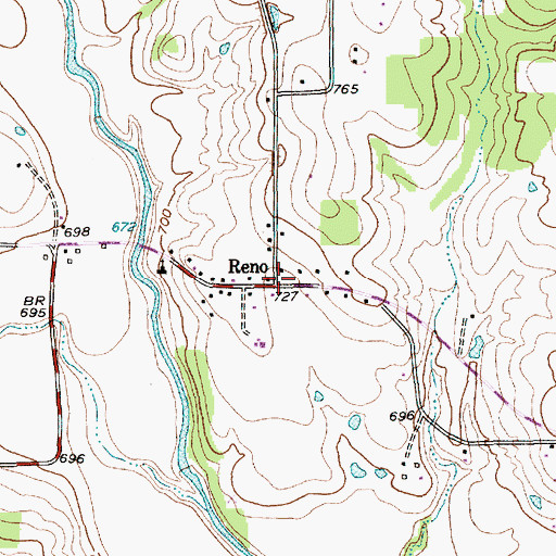Topographic Map of Reno, TX