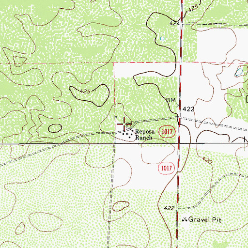 Topographic Map of Reposa Ranch, TX