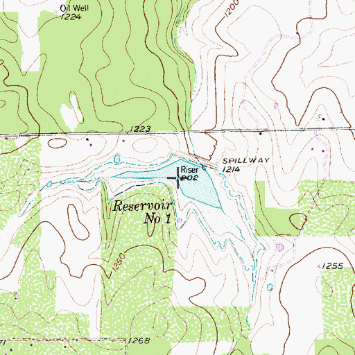 Topographic Map of Reservoir Number One, TX