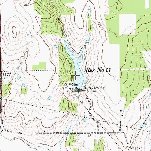 Topographic Map of Reservoir Number Eleven, TX