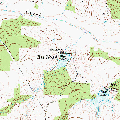 Topographic Map of Reservoir Number Twelve, TX