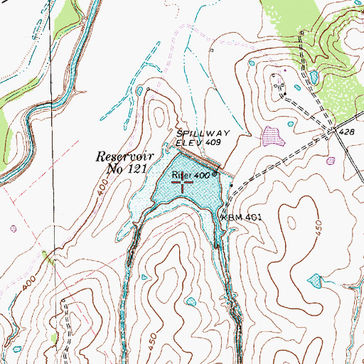 Topographic Map of Reservoir Number One Hundred Twentyone, TX