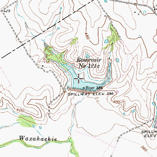Topographic Map of Reservoir Number One Hundred Twentyone C, TX