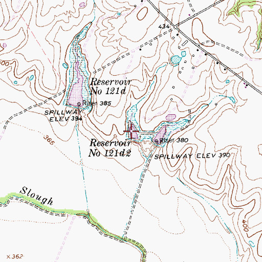 Topographic Map of Reservoir Number One Hundred Twentyone D2, TX