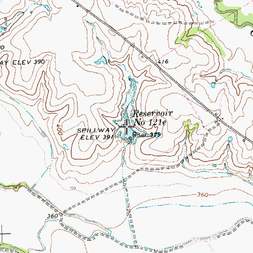 Topographic Map of Reservoir Number One Hundred Twentyone E, TX