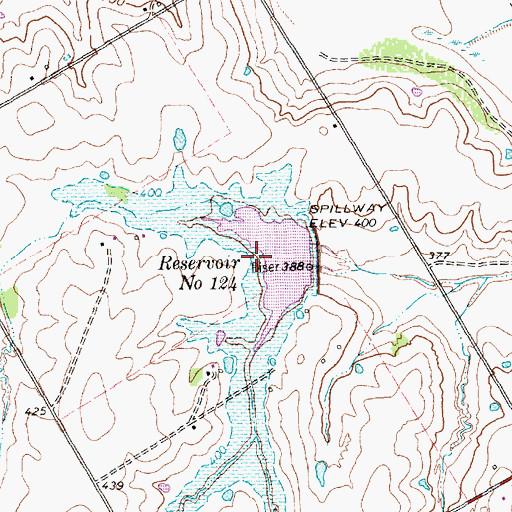 Topographic Map of Reservoir Number One Hundred Twentyfour, TX