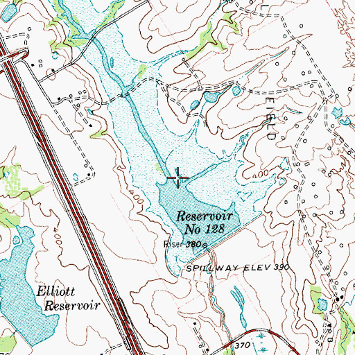 Topographic Map of Reservoir Number One Hundred Twentyeight, TX