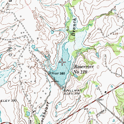 Topographic Map of Reservoir Number One Hundred Twentynine, TX