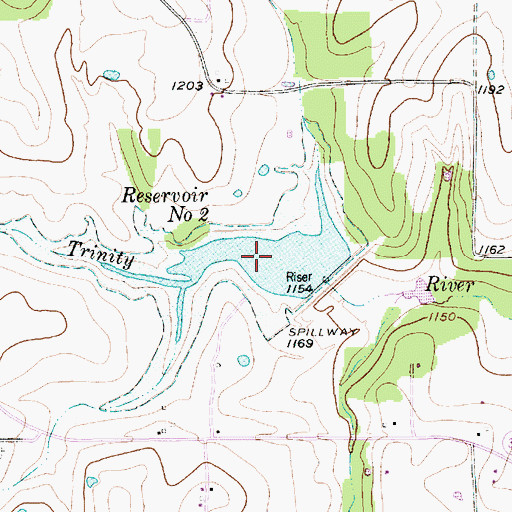 Topographic Map of Reservoir Number Two, TX