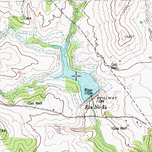 Topographic Map of Reservoir Number Twentyfour, TX