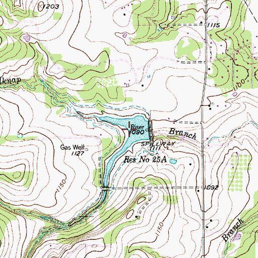 Topographic Map of Reservoir Number Twentyfive A, TX