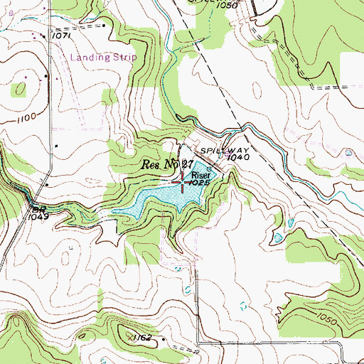 Topographic Map of Reservoir Number Twentyseven, TX