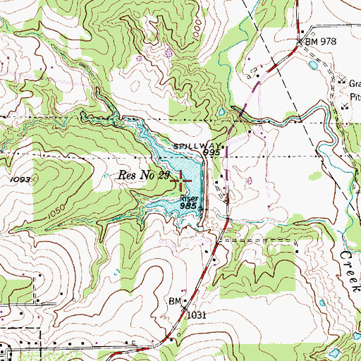 Topographic Map of Reservoir Number Twentynine, TX
