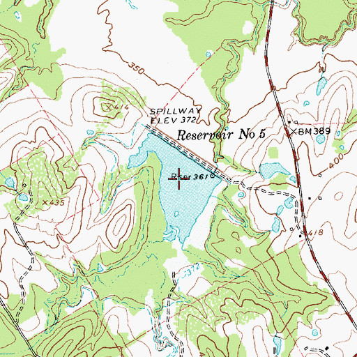 Topographic Map of Reservoir Number Five, TX
