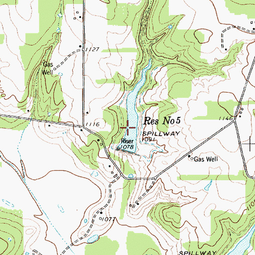 Topographic Map of Reservoir Number Five, TX