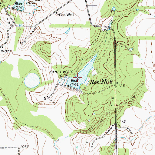 Topographic Map of Reservoir Number Six, TX