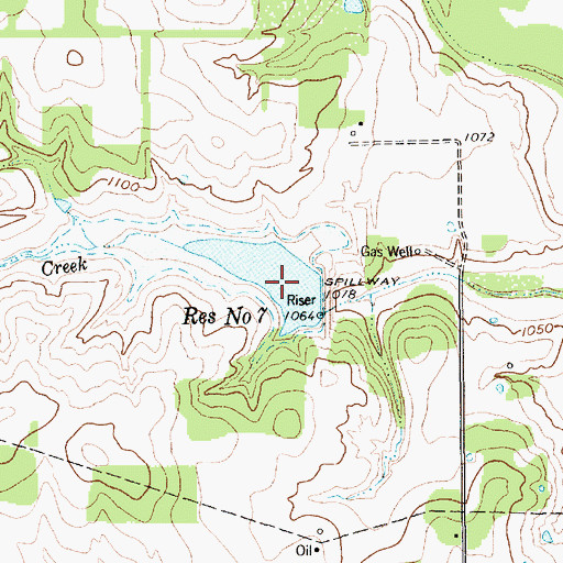 Topographic Map of Reservoir Number Seven, TX