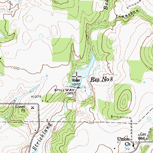 Topographic Map of Reservoir Number Eight, TX