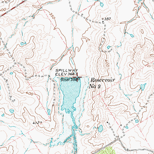 Topographic Map of Reservoir Number Nine, TX