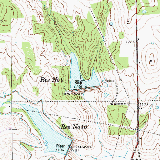 Topographic Map of Reservoir Number Nine, TX