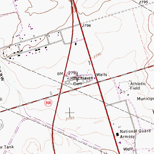 Topographic Map of Rest Haven Cemetery, TX