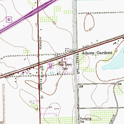 Topographic Map of Restlawn Memorial Park, TX