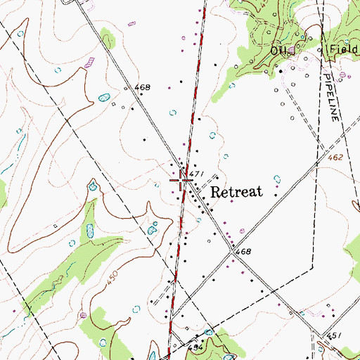 Topographic Map of Retreat, TX