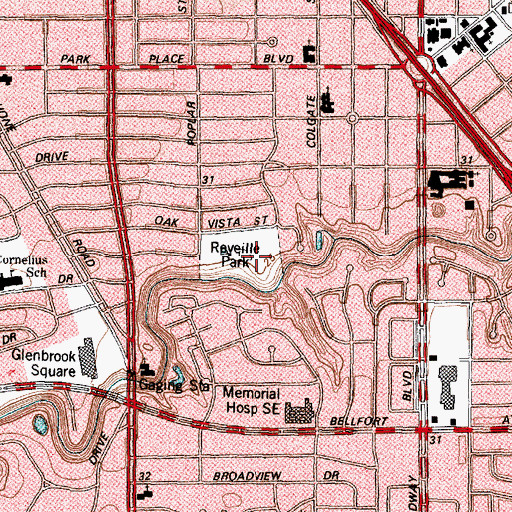 Topographic Map of Reveille Park, TX
