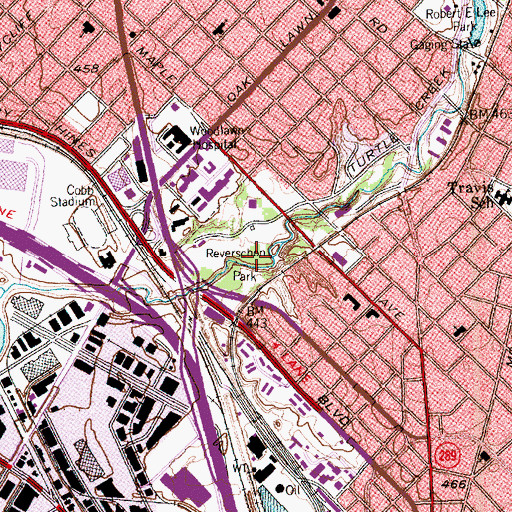 Topographic Map of Reverschon Park, TX