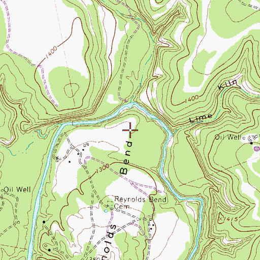 Topographic Map of Reynolds Bend, TX