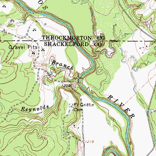 Topographic Map of Reynolds Branch, TX