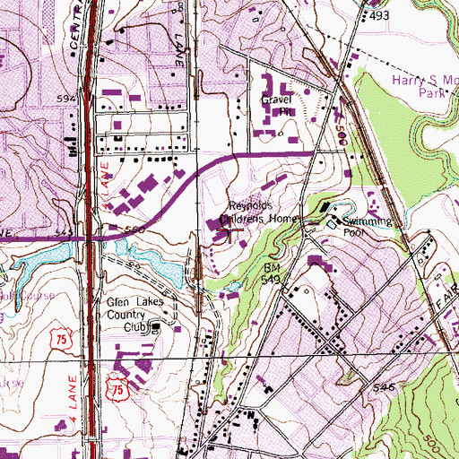 Topographic Map of Reynolds Childrens Home, TX