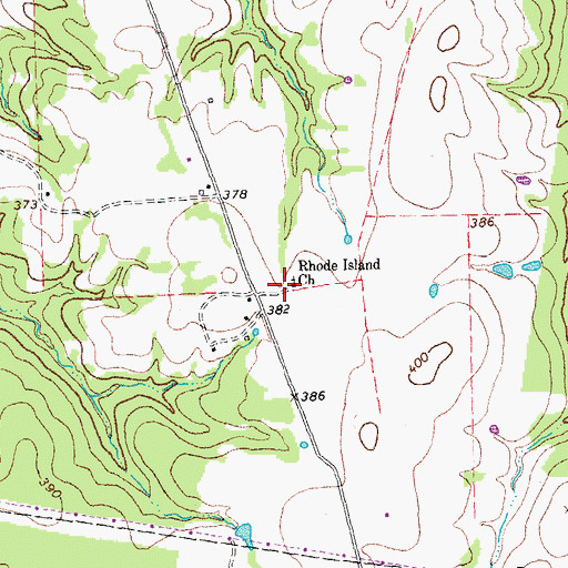 Topographic Map of Rhode Island Church, TX