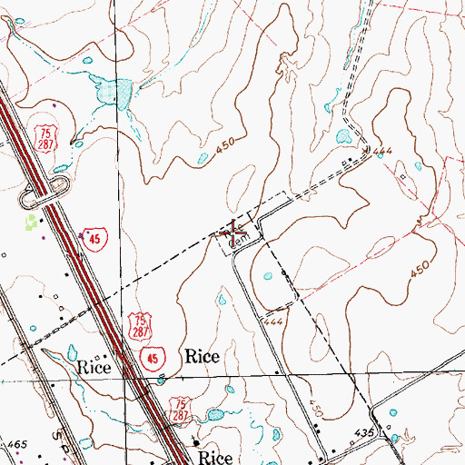 Topographic Map of Rice Cemetery, TX