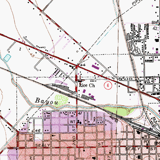 Topographic Map of Rice Church, TX